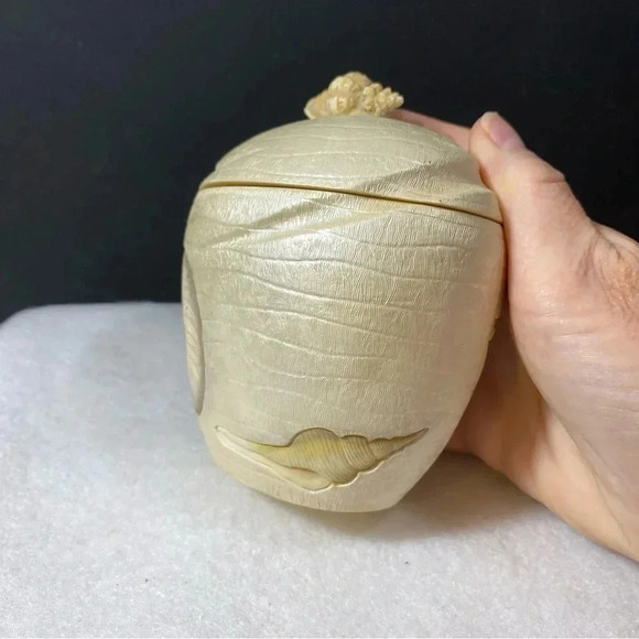 SOLD Croscill Seashell “Beach Haven” Pearly Trinket Jar Box w/ Lid Bath Vanity - Picture 6 of 13